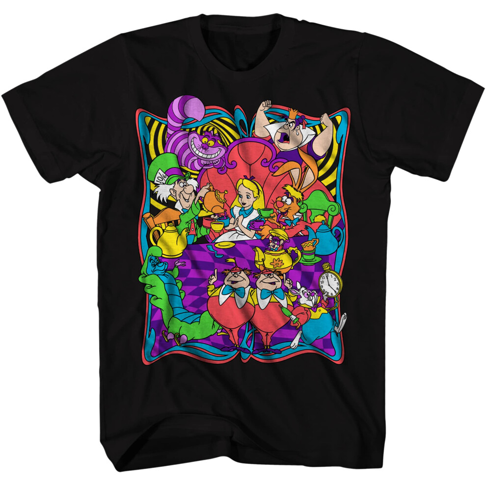 Disney Alice in Wonderland Mostly Mad Tea Party T-Shirt (Large  Black)