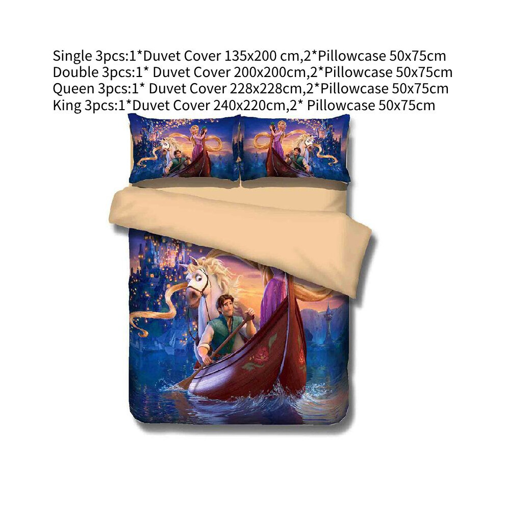 (Rapunzel, Single) Bedding Single Children Quilt Duvet Cover Set Comfortable Cartoons Cute