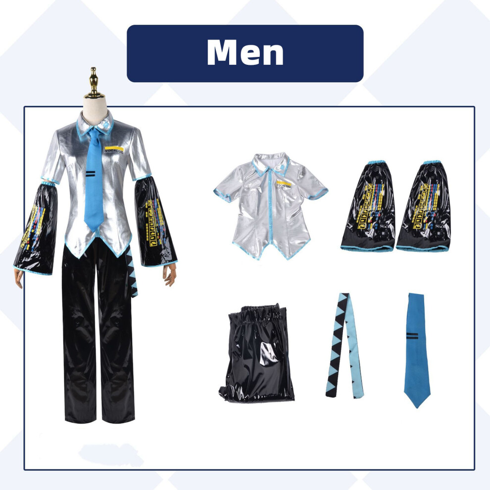 (S) Hatsune Miku Vocaloid Cosplay Men Shirt Tie Pants Wig Pu Christmas Set Party
