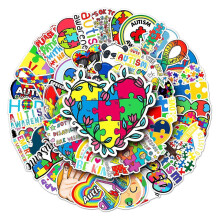 Caring for Autistic Children, 50 Suitcase Stickers, Creative and Fashionable Waterproof Decorative Laptop Stickers