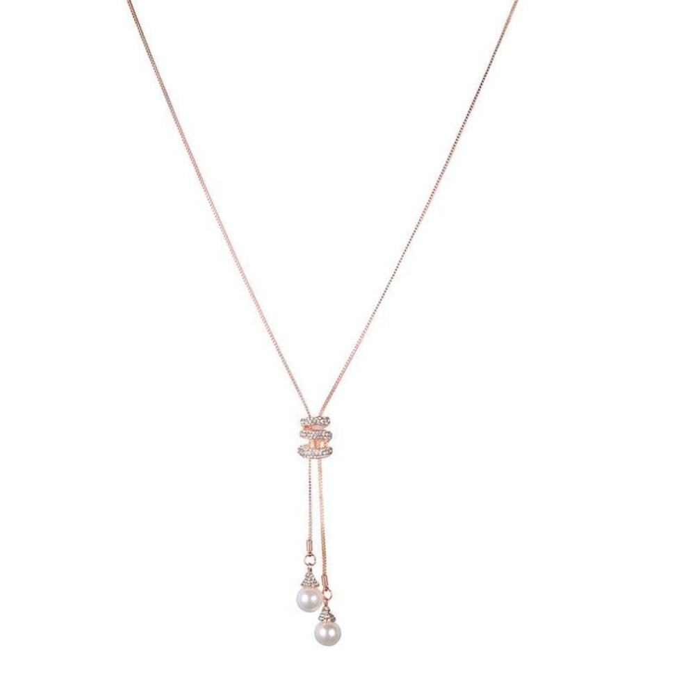 (gold) Pearl Crystal Long Sweater Chain Circles Necklace Vintage Accessary Crystal Collares Jewlery