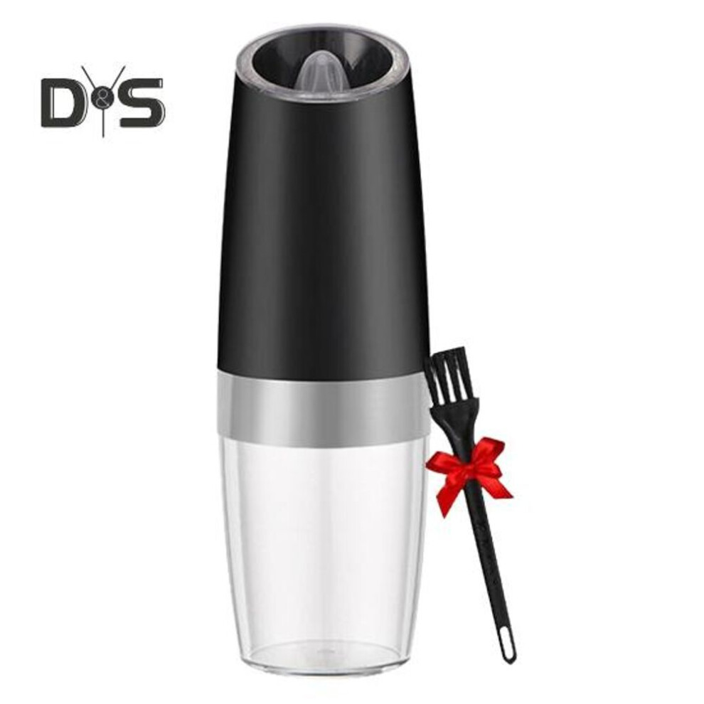 (black) Gravity Electric Pepper Grinder Stainless Steel Electric Pepper Mill Battery Powered Automatic Mill Grinder One Hand Operated Sea Salt Food