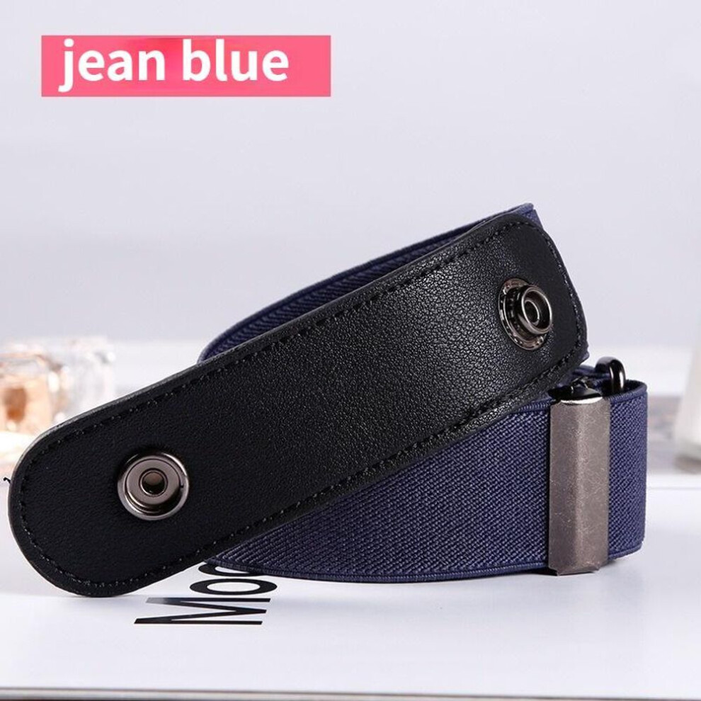 (blue) Buckle-Free Belt for Jean Pants Dresses,No Buckle Stretch Elastic Waist Belt for Women Men,No Bulge No Hassle Punch Free Waist Belt