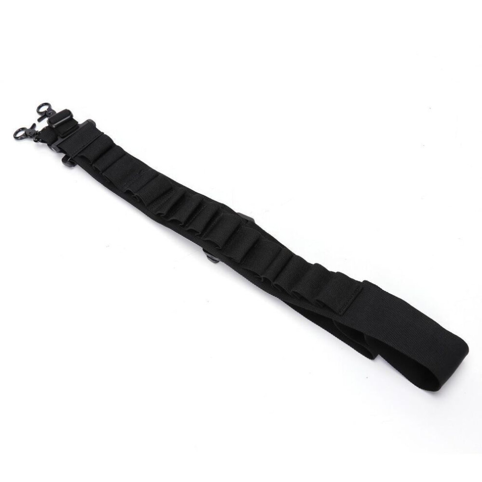 (black) Tactical 15 Rounds Ammo Shell Holder Belt Rifle 12 Gauge Ammo Pouch Military Shooting Bullet Cartridges Holster Shoulder Strap
