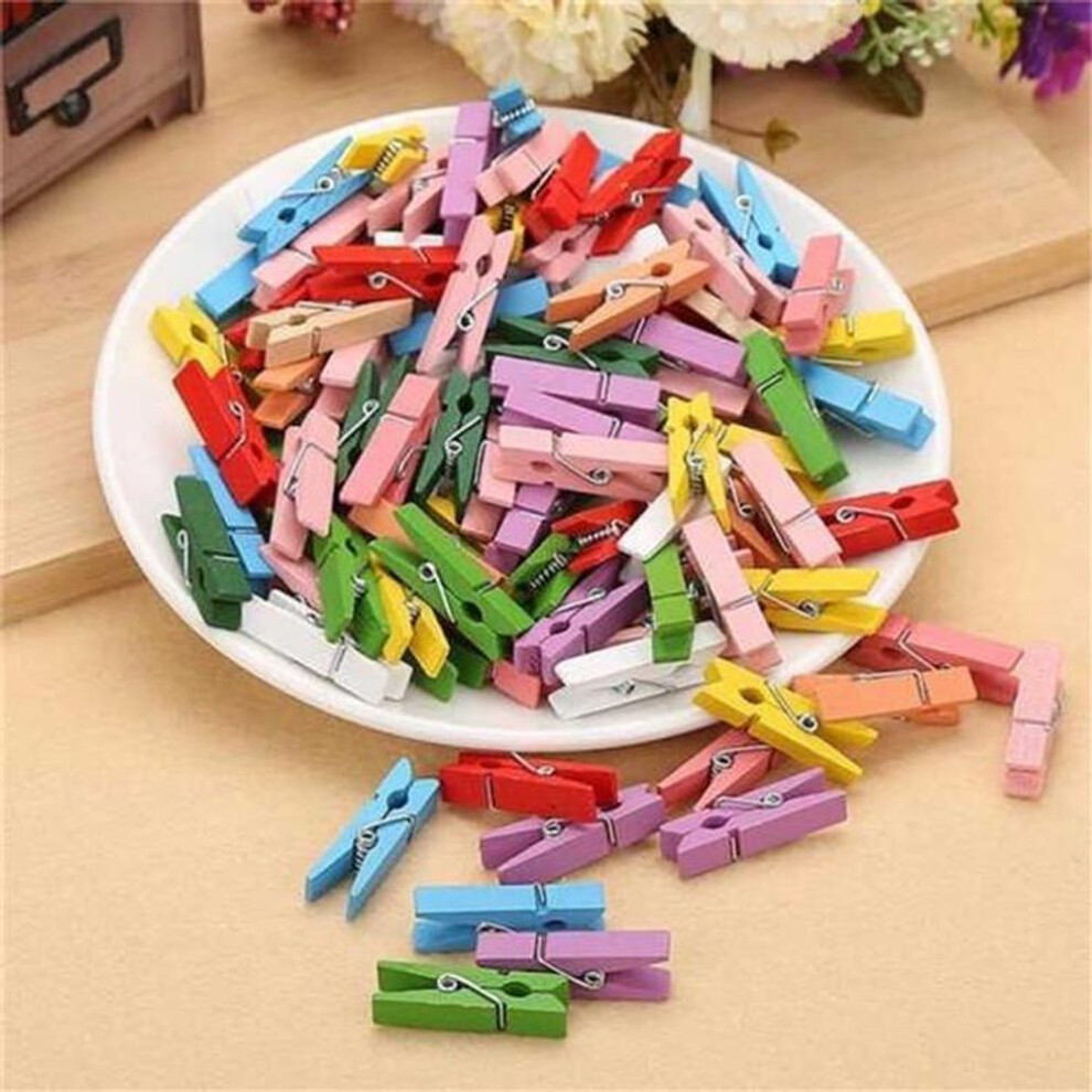 (30pcs) 30pcs Household Mini Multi-color Wooden Clothes Photo Paper Peg Clothespin Postcard Craft Clip Home Decoration
