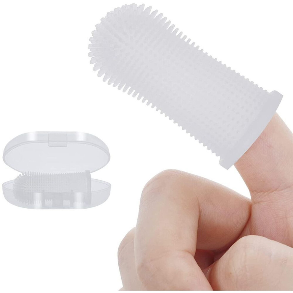 (white) Dog Super Soft Pet Finger Toothbrush Teeth Cleaning Bad Breath Care Nontoxic Silicone Tooth Brush Tool Dog Cat Cleaning Supplies