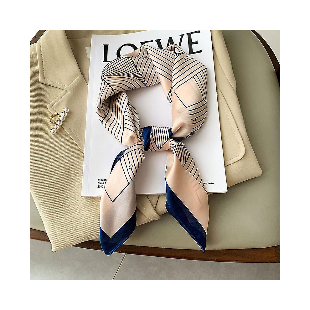 Foulard en soie pour femme Motif géométrique Petit foulard carré en soie 70*70cm