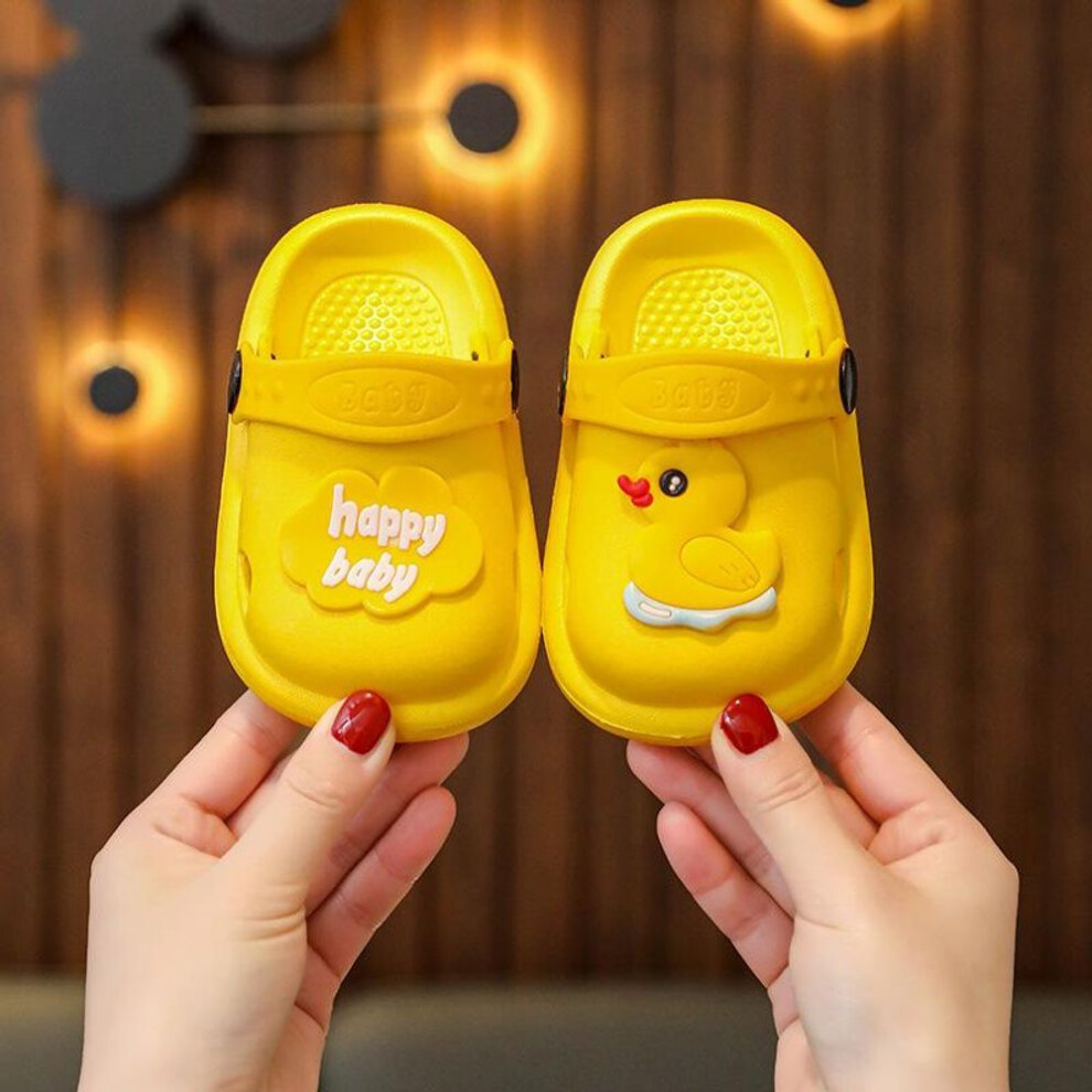 (yellow, 20-21) 2024Children's Slippers Summer Cartoon Baby Shoes Boys Soft-soled Non-slip Bathroom Slippers