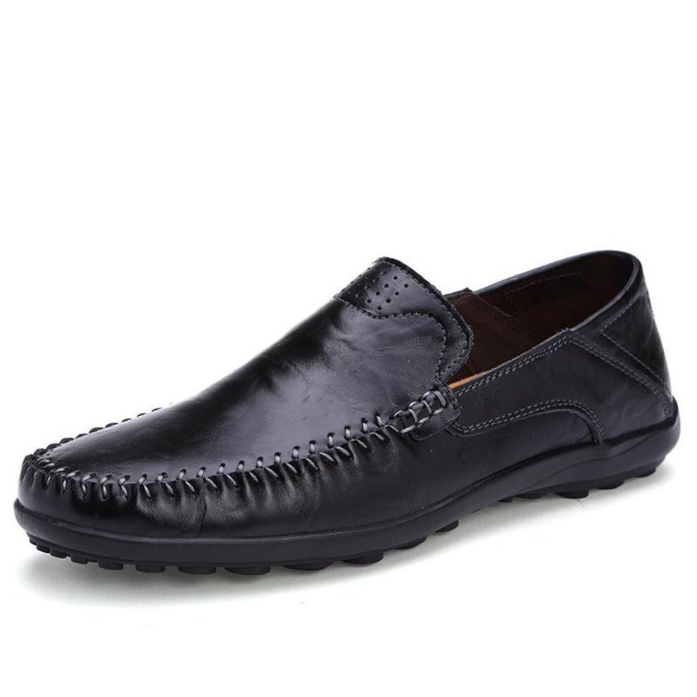 (black, 44) Spring Men&apos;s Casual Leather Shoes New Fashion Men&apos;s Leather Shoes Step on Trend Men&apos;s Shoes