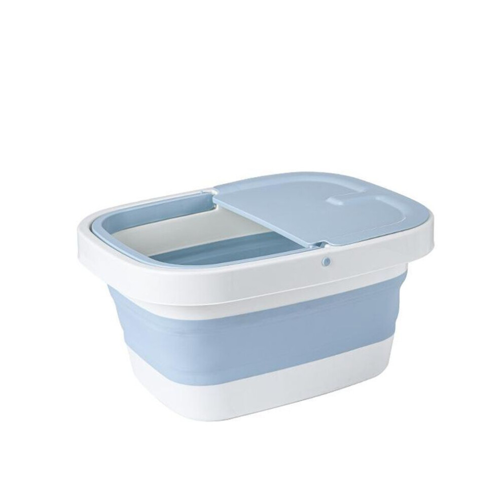 (blue) Collapsible Footbath Plain Foaming Massage Bucket  Foldable Bucket Foot Bath Bucket Bathroom Foot Wash Basin Laundry Baskets