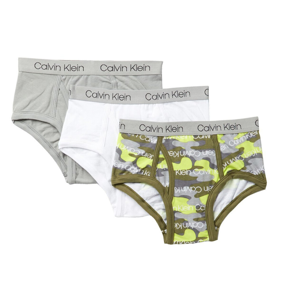 Calvin Klein Little Boys' Assorted 3 Pack Briefs (Classic White(U5132)