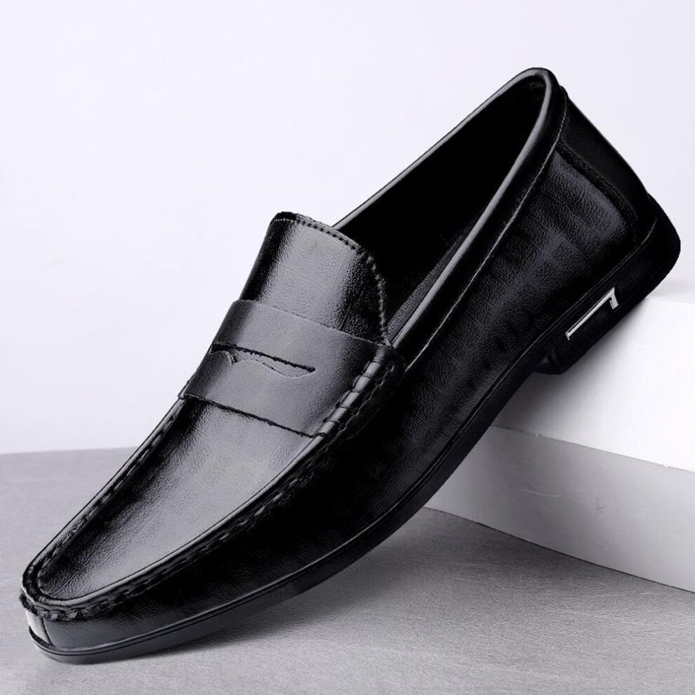 (black, 40) Genuine Leather Men Shoes Loafers Business Casual Leather Shoes Men Flat shoes Comfortable Moccasins Men Footwear