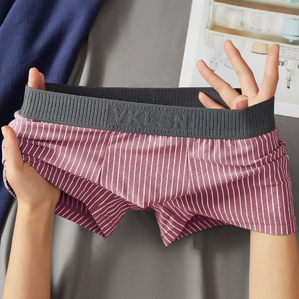 (red, 2XL) 1Pcs Boxer Shorts Men&apos;s Underwear Sexy Panties Cotton Striped Man Underpants Male Boxers Homme U Convex Lingerie