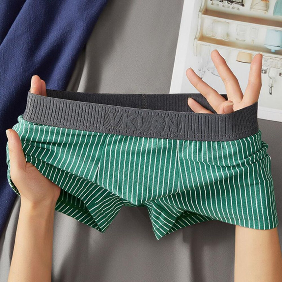 (green, 2XL) 1pcs Boxer Shorts Men&apos;s Underwear Sexy Panties Cotton Striped Man Underpants Male Boxers Homme U Convex Lingerie