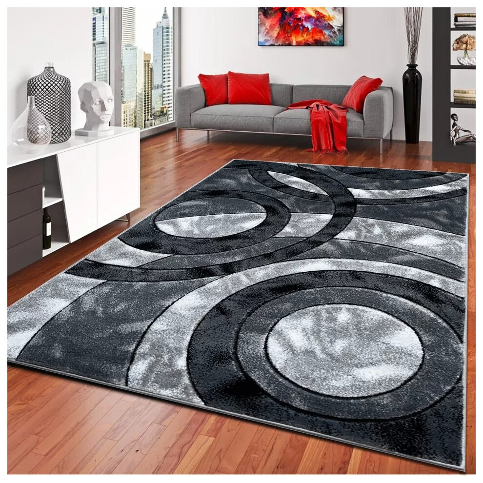 Shaggy Rugs Ltd (Grey 120X170cm) New Extra Large Area Rugs Bedroom Carpet Living Room Hallway Runner Rug Floor Mats Black