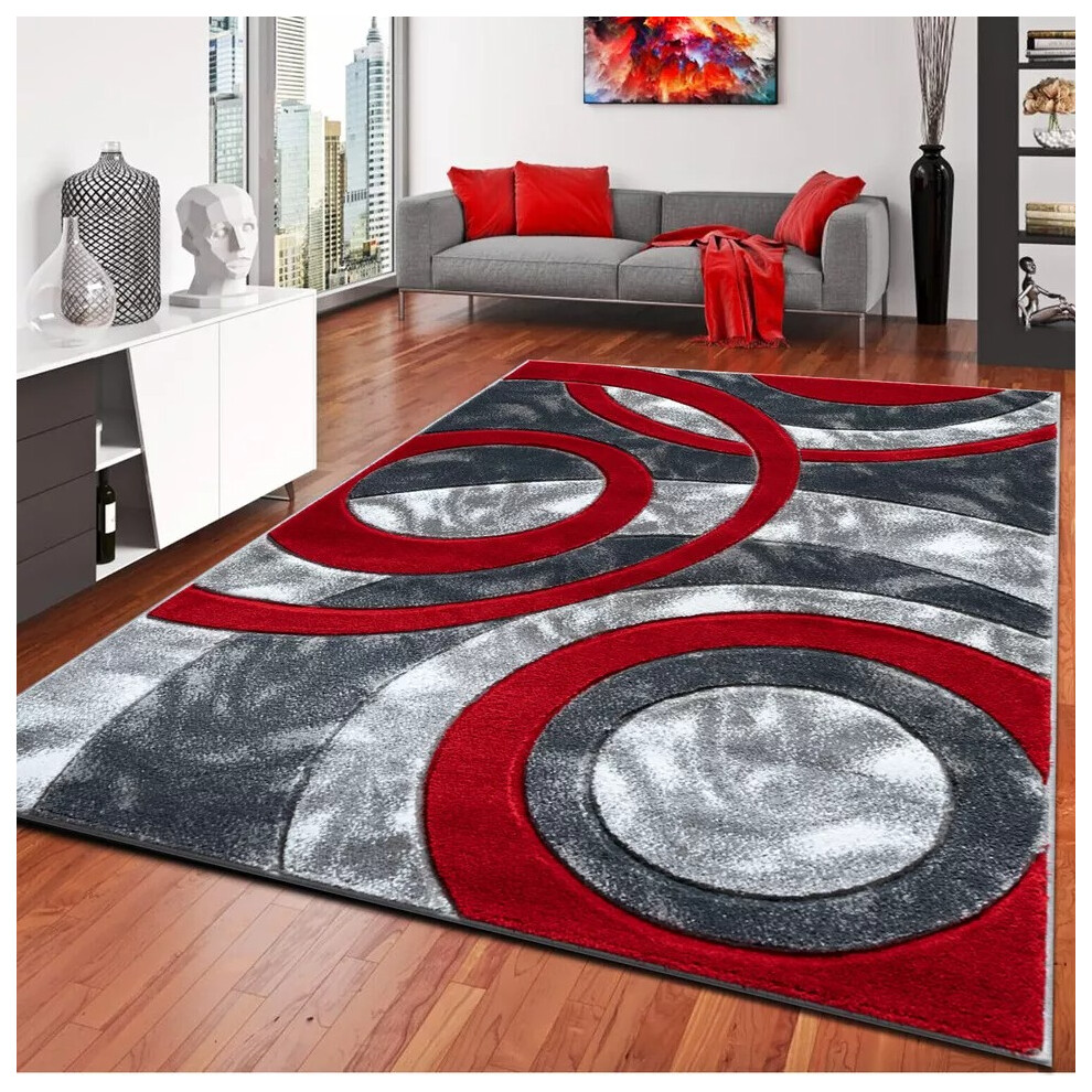 Shaggy Rugs Ltd (Red, 120X170cm) New Extra Large Area Rugs Bedroom Carpet Living Room Hallway Runner Rug Floor Mats Black