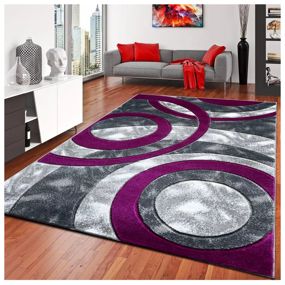 Shaggy Rugs Ltd (Purple, 120X170cm) New Extra Large Area Rugs Bedroom Carpet Living Room Hallway Runner Rug Floor Mats Black