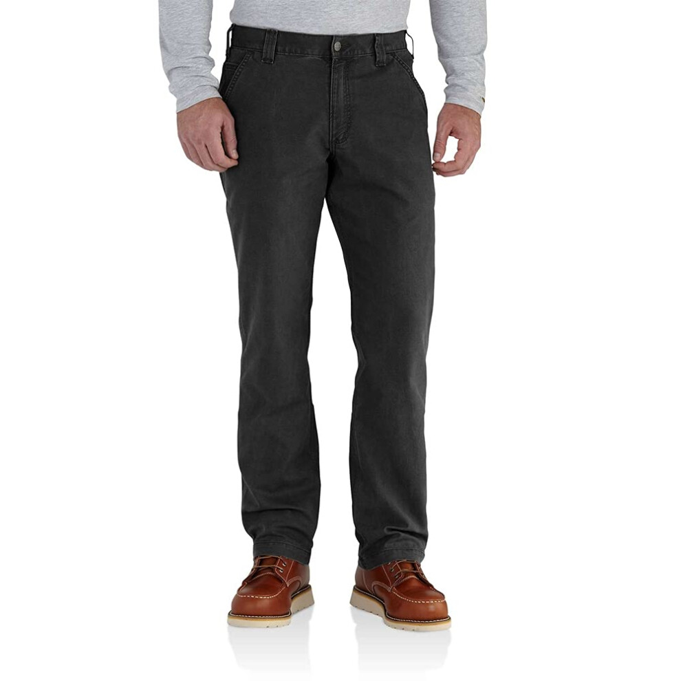 Carhartt Mens Rugged Flex Relaxed Fit Canvas Work Pants  Black  52W X 32L US