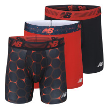 New Balance Herr 6" Boxer Brief Fly Front med Ficka, 3-Pack, Team Red/Black/Team Red Viper, Small