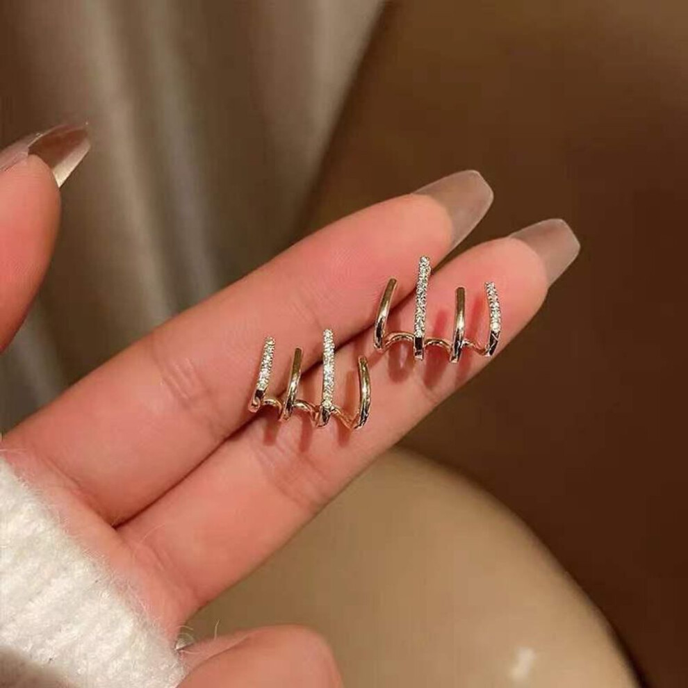 (gold) Claw Stud Earrings for Women Girls Temperament Gold Silver Hook Clip Earring Wedding Party Jewelry Geometric Accessories
