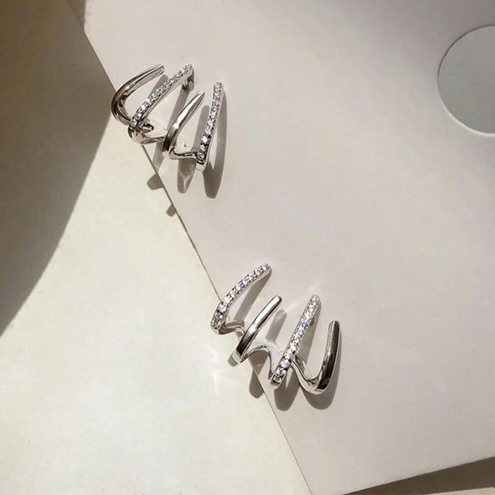 (silver) Claw Stud Earrings For Women Girls Temperament Gold Silver Hook Clip Earring Wedding Party Jewelry Geometric Accessories