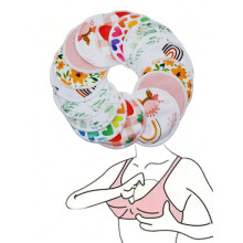 (Multicolor, one-size) 8pcs Radom Prints 3 Layer Skin-friendly Washable Anti-leak Breast Pads For Nursing Mothers, Bamboo Fiber Nursing Pads