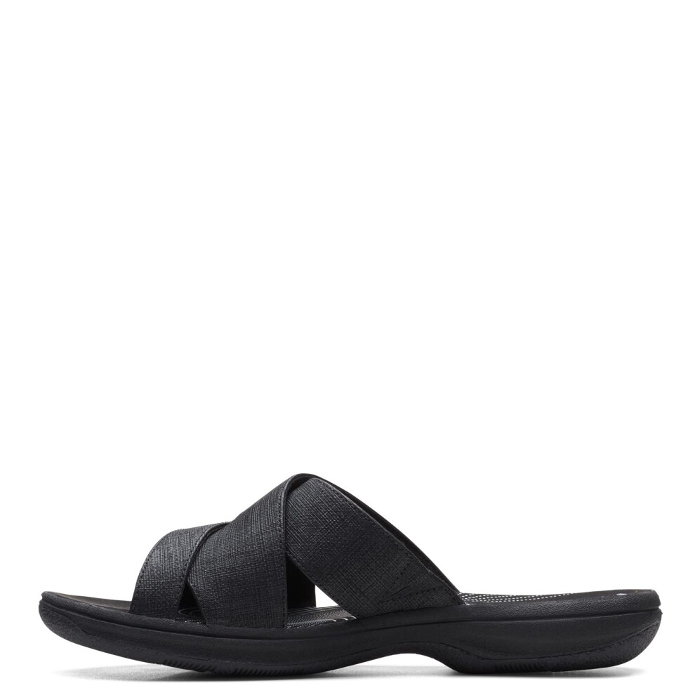 Clarks mens Breeze Grove Slide Sandal  Black Synthetic  6 US