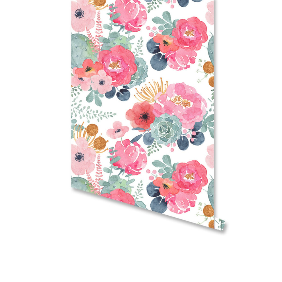 (Rw225, 45X300cm) Peel And Stick Rose Wallpaper, Self-Adhesive Wall Murals, Use As Wall Paper, Contact Paper Or Shelf Paper 6915070003810