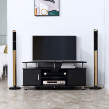 HOMCOM TV Unit Cabinet with Storage Shelves Entertainment Center Black