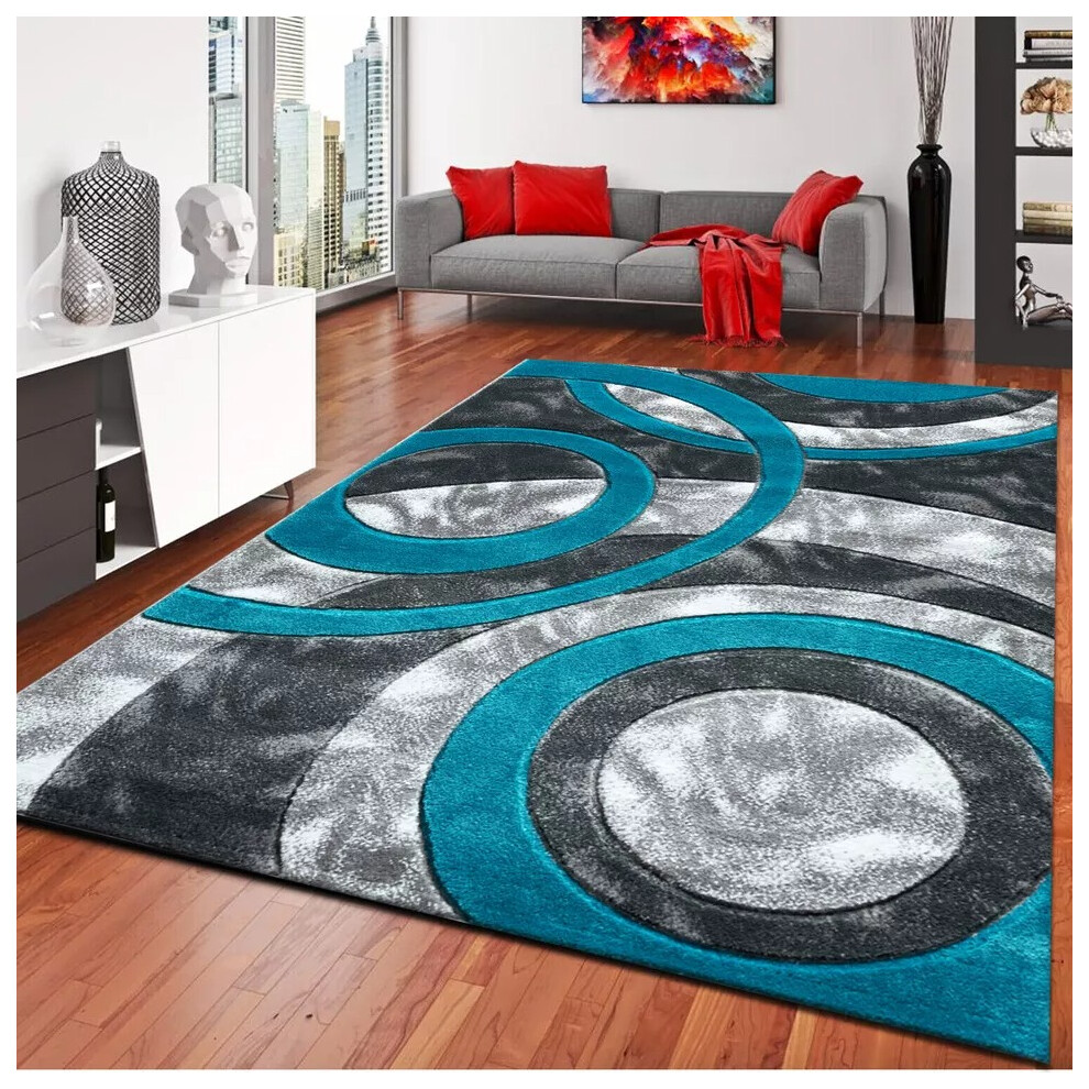Shaggy Rugs Ltd (Teal, 120X170cm) Non Slip Modern Rugs Area Carpet Runner Door Mats Black