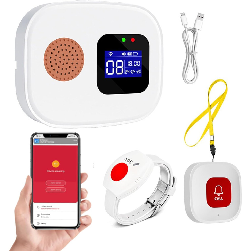 Personal Alarms for Elderly Tuya Wifi Smart Panic Button Linked To Phone Wireless Nurse Alert System only Supports 2.4GHz Wi-Fi, NO FEES