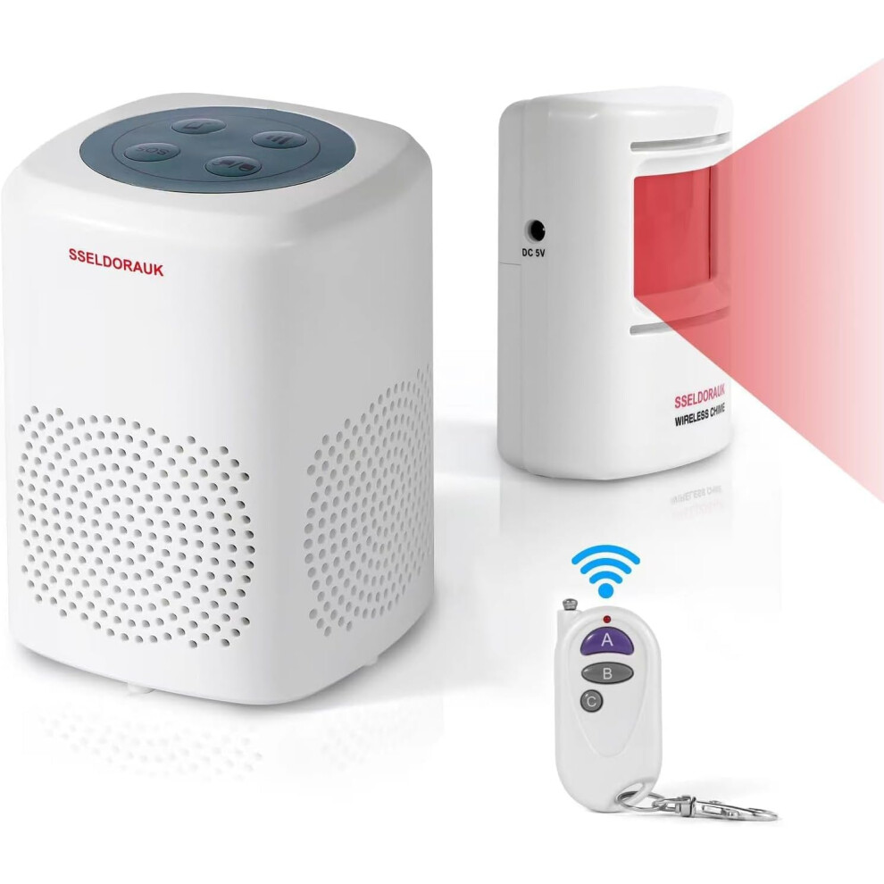 (1Sensor 1Receiver) Dog Barking Alarm Motion Sensor - Wireless Home Security Detector Doorbell Chime Kit