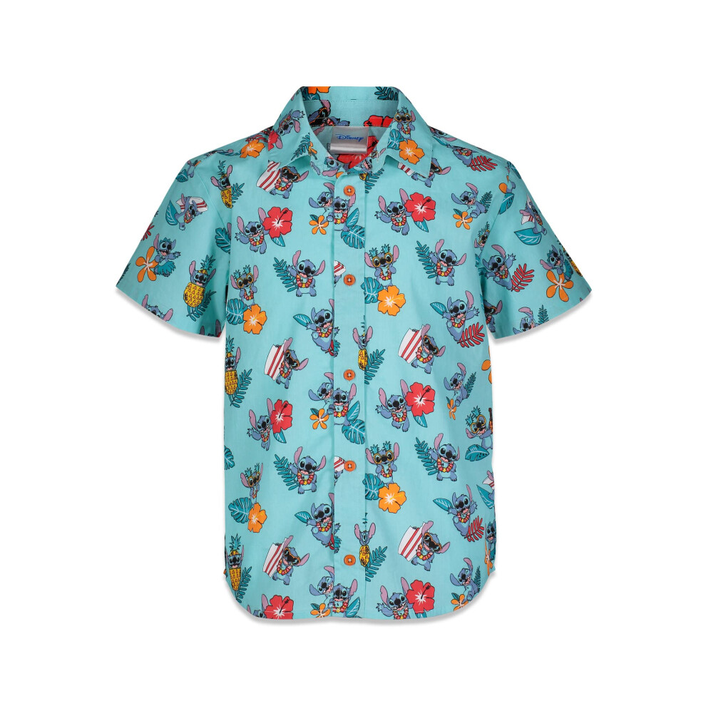 Disney Lilo & Stitch Little Boys Hawaiian Button Down Dress Shirt 7-8