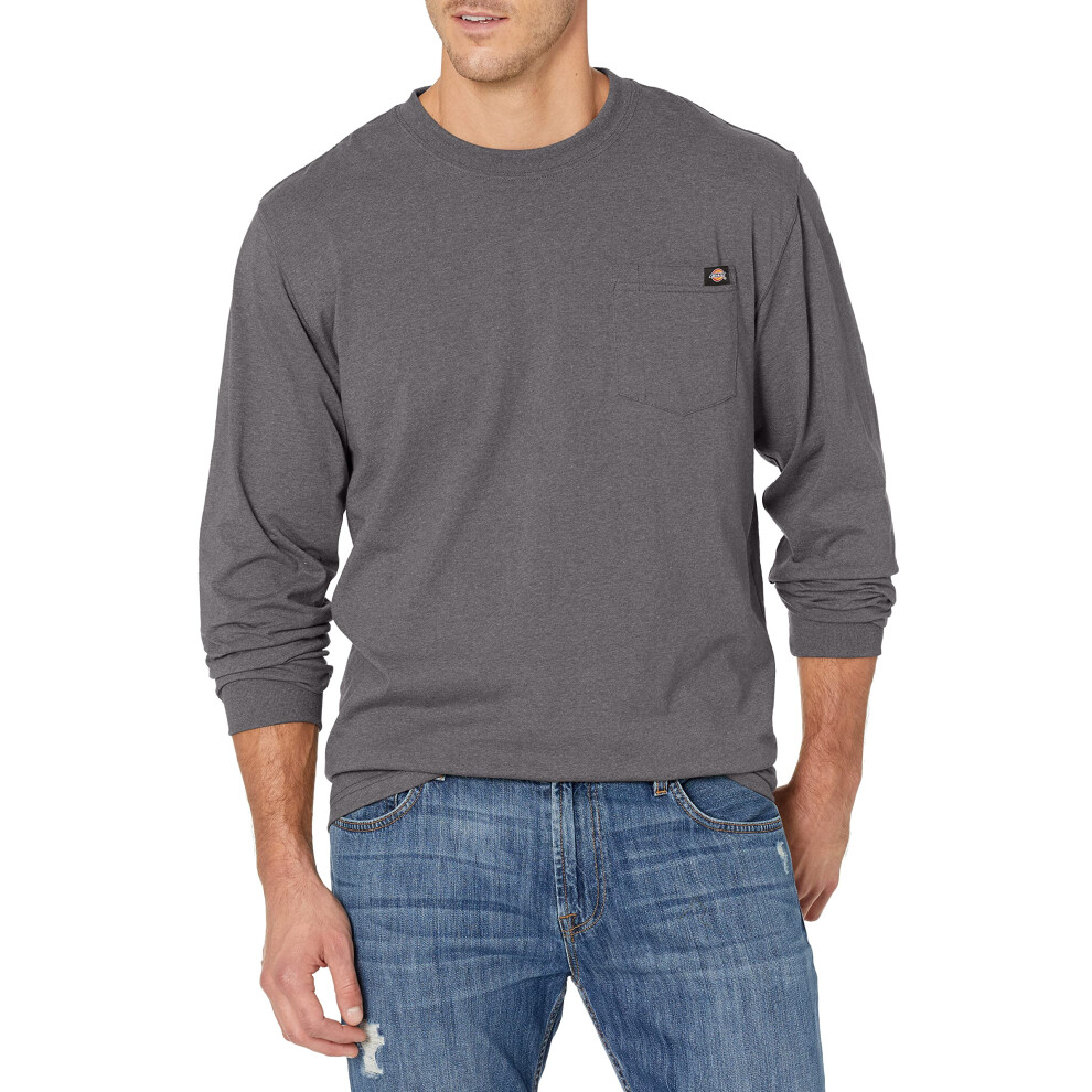 Dickies mens Long Sleeve Heavyweight Crew Neck Work Utility T Shirt  Burgundy Single Dye Heather  Large US
