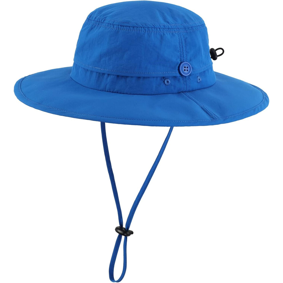 (One Size, Royal ) Kou Yi Upf50 Mens Sun Hat Wide Brim Fishing Hat Portable Cowboy Bucket Hat Blue