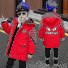 (130cm (6-7years)) Spider-man Hooded Jacket Kids Winter Warm Coat-c