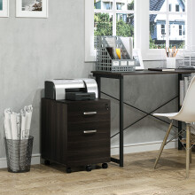 Vinsetto 2-Drawer Locking Office Filing Cabinet 5 Wheels Rolling Storage Brown