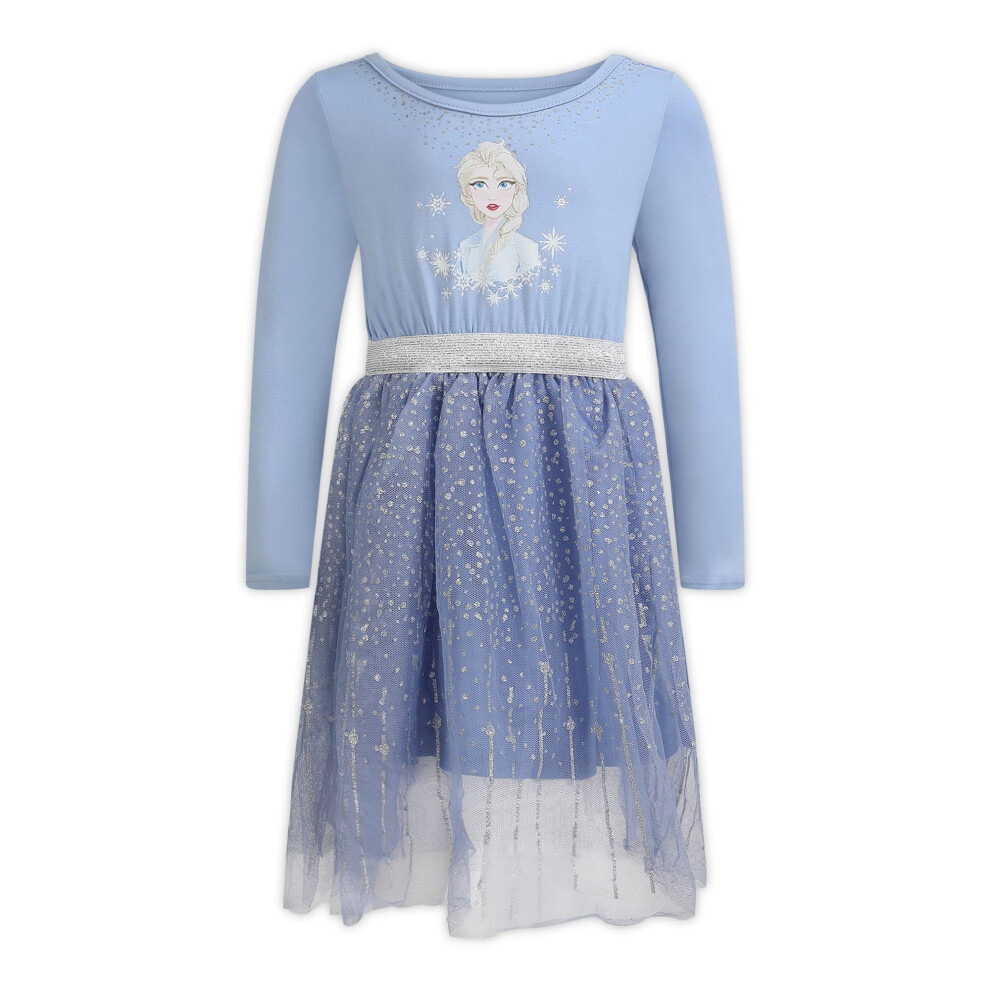 Disney Frozen Girls Elsa Long Sleeve Dress for Toddler and Little Girl