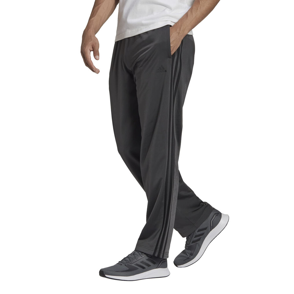 adidas Men's Essentials Warm-up Open Hem 3-stripes Tracksuit Bottoms Dark Grey Heather/Black 5X-Large Big