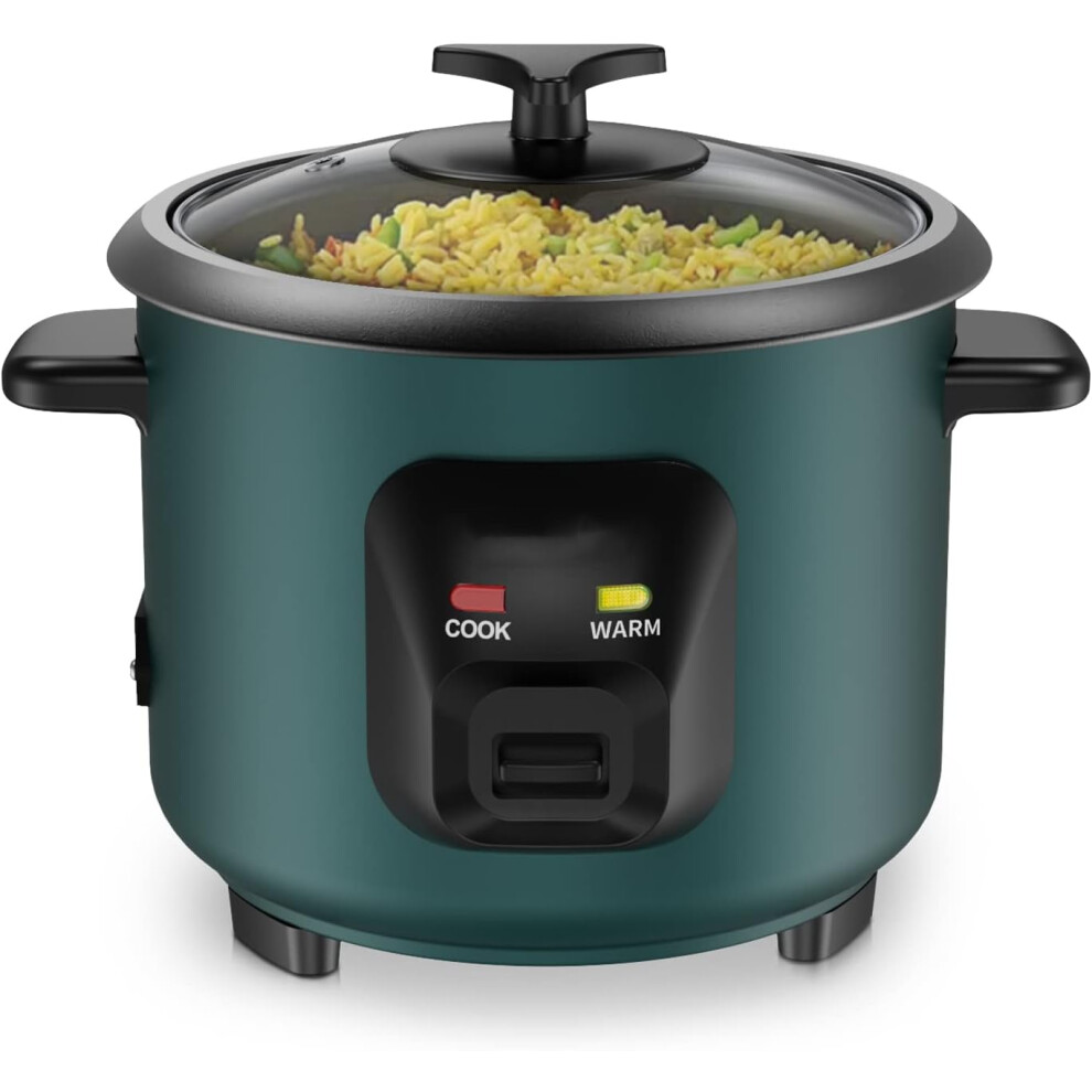 (Green) Non-Stick Small Travel Rice Cooker, 15 Minutes Fast Cooking, Keep Warm, Rice Cooker Small Suitable for 1-3 People, Green