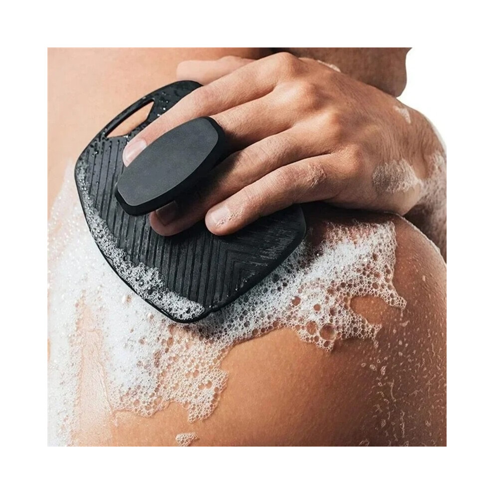 (black) 1pc Soft Silicone Exfoliating Brush Cleanser Manual Body Cleansing Body Care Scrubber Shower Gentle Massage Bath Brush For Men