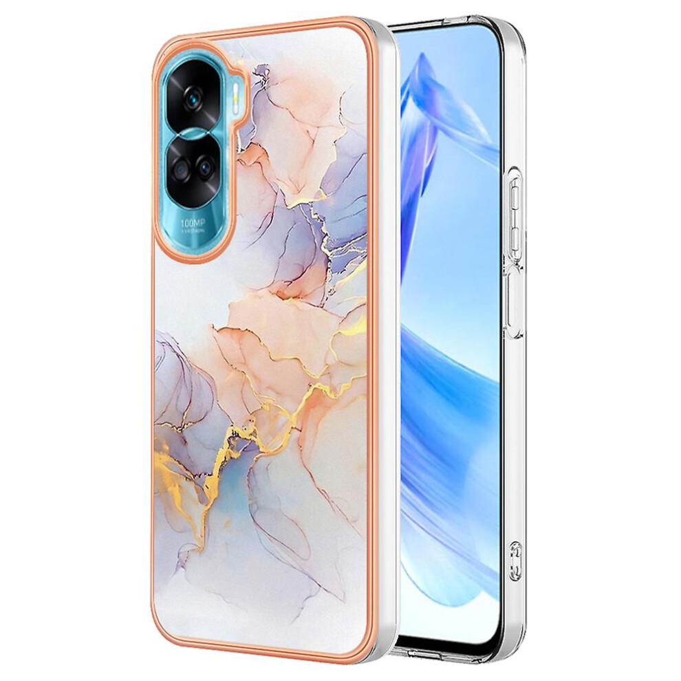 (Milky Way Marble ) For Honor 90 Lite 5G/X50i 5G Electroplating Phone Case Marble Flower Pattern Tpu Cover White 8792504535387