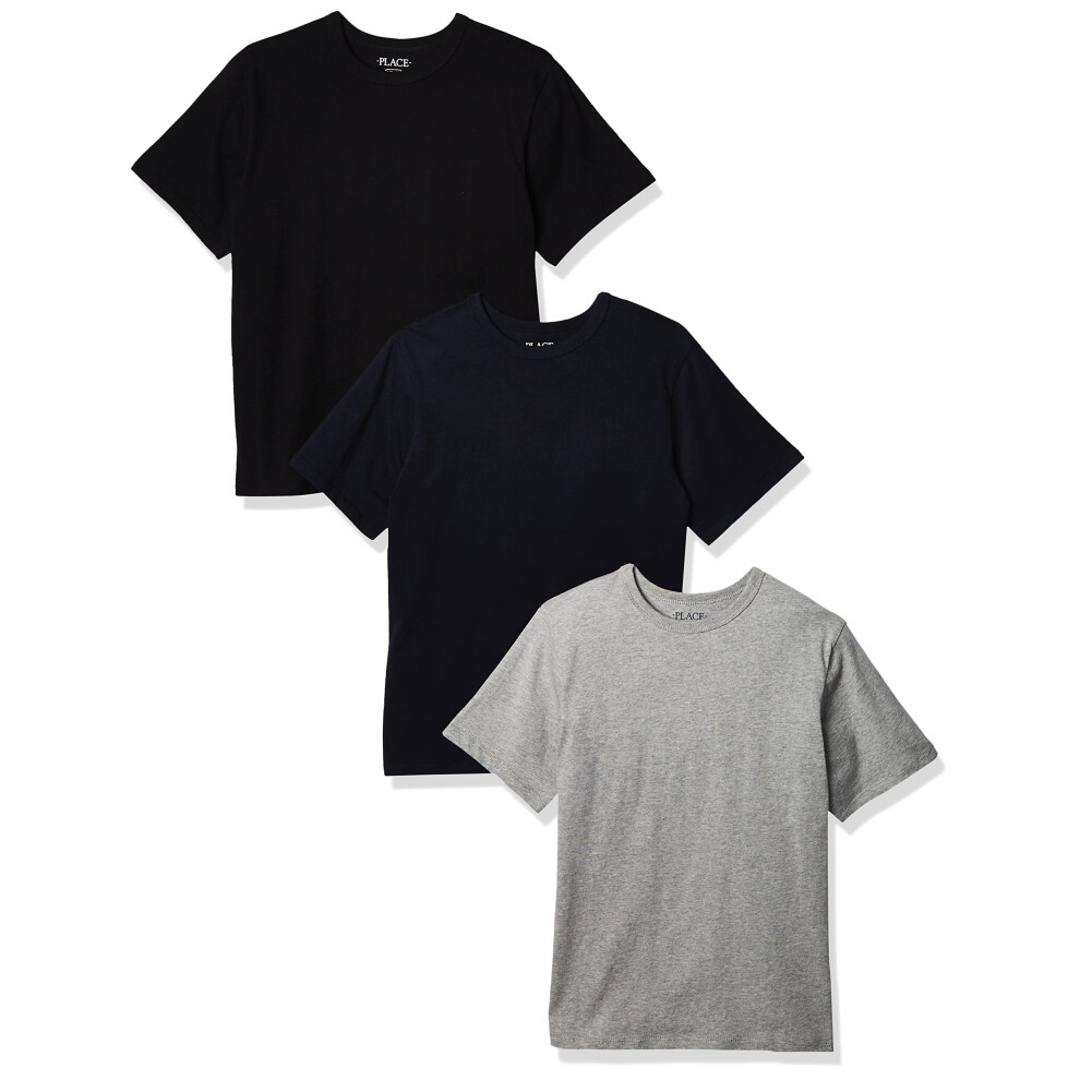 The Children's Place boys Basic Layering Tee 3-pack T Shirt  Black/Tidal/H Gray 3 Pack  XX-Large US