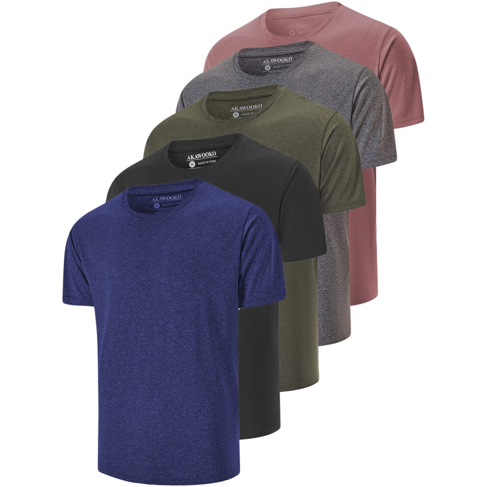 Lot de 5 : T-shirt de sport ActiveADry-Fit pour homme, short de course à pied, de gym, d'entraînement