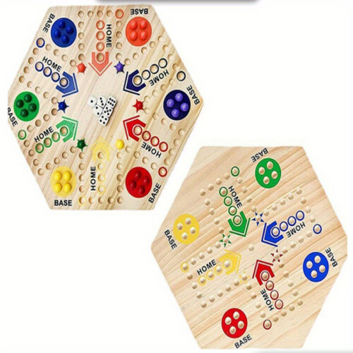 1pc hölzerne doppelseitige internationale Schachbrettspiele-Hexagonal Flying Chess Strategy Game, farbenfrohe Stücke 1