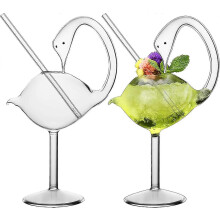Cocktail Glass - Set of 2 Swan Glass 6oz Creative Drinking Glasses wedding gife for Juice, Maritni, tequila, margarita