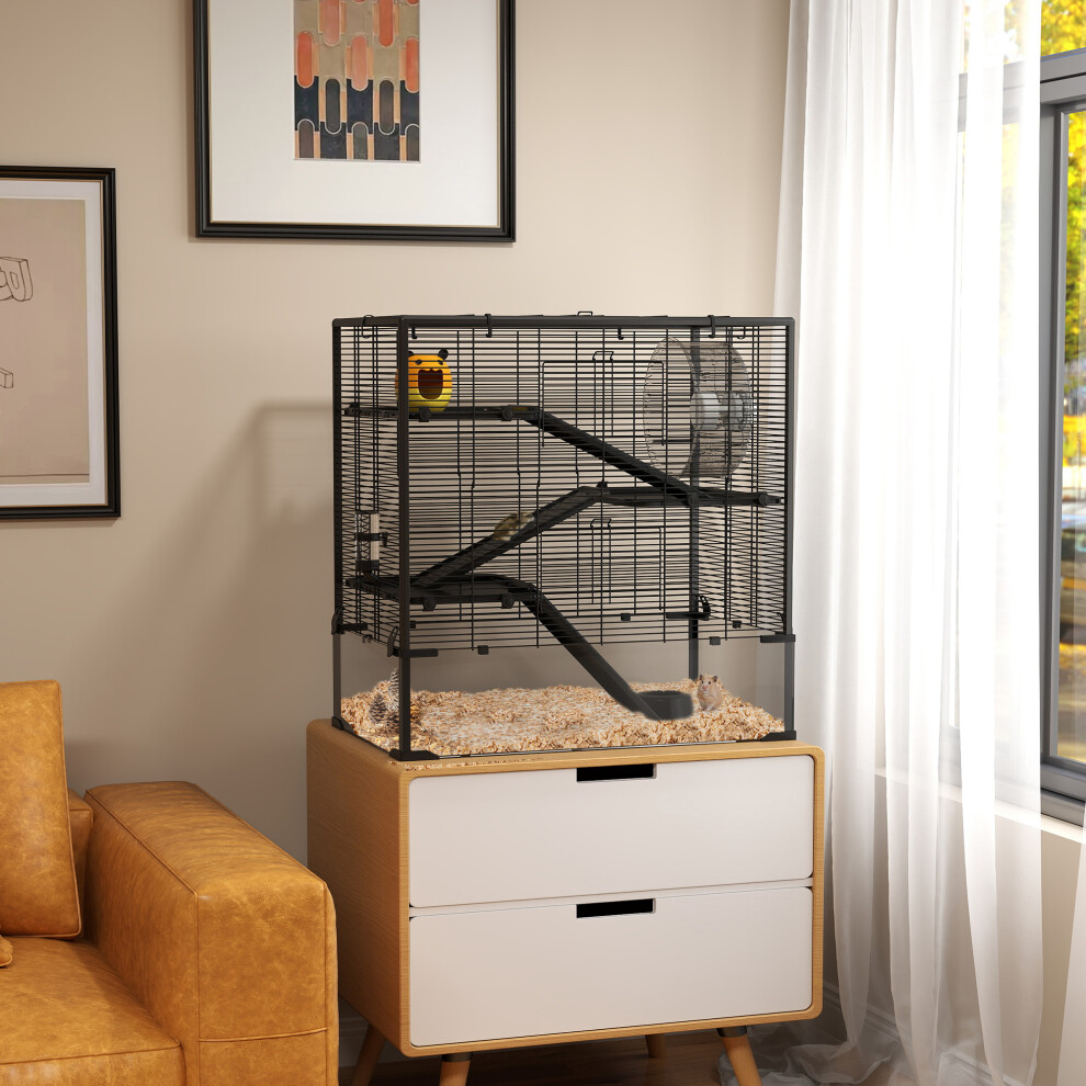 Pawhut 4-Tier Hamster Cage W/ Deep Tempered Glass Bottom, 78.5 X 48.5 X 80Cm
