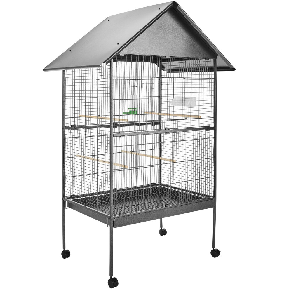 Bird Cage Budgie Stand Toys Accessories Canaries Finches Pitched Roof 168cm