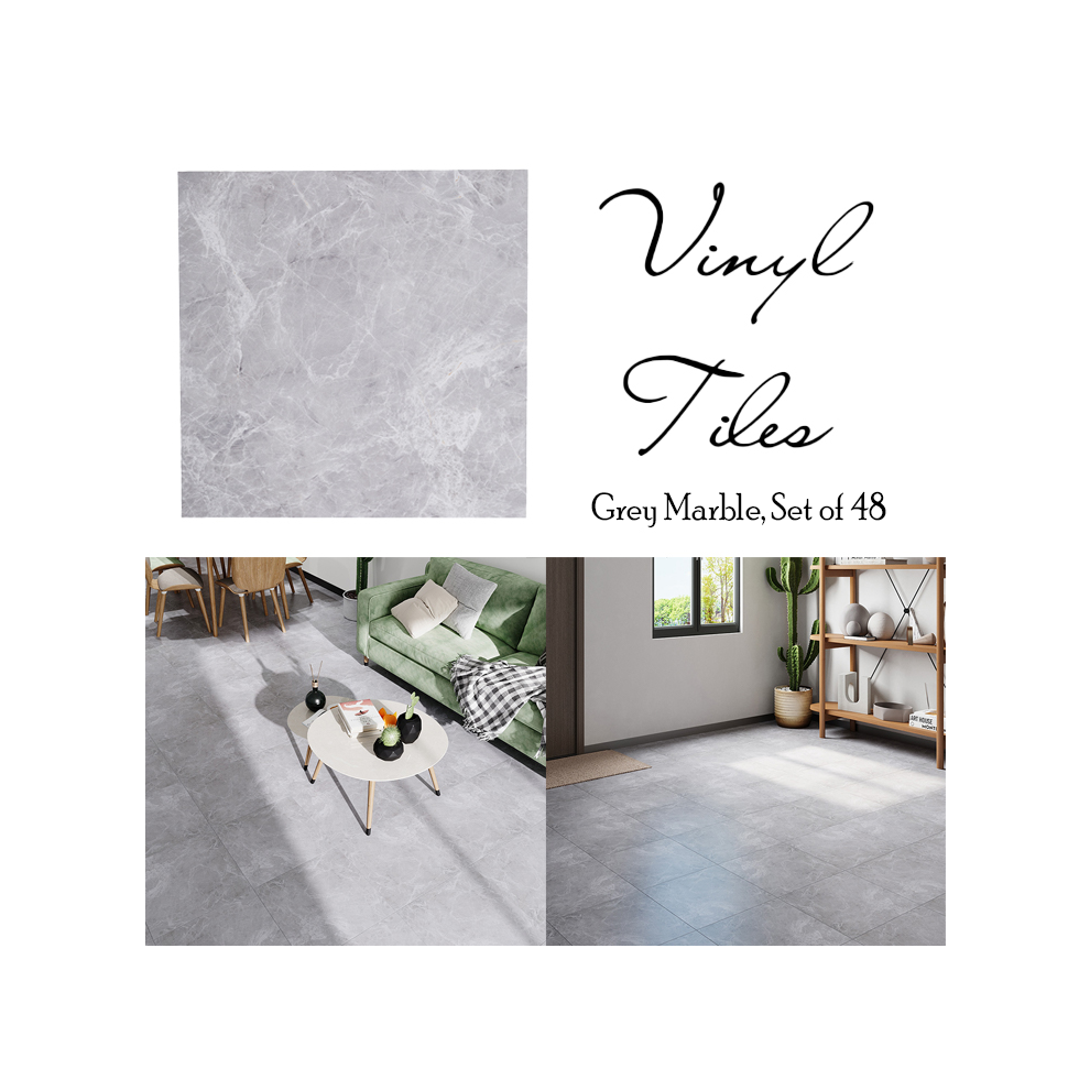 48 Piece Square Self Adhesive Stone Effect Vinyl Flooring