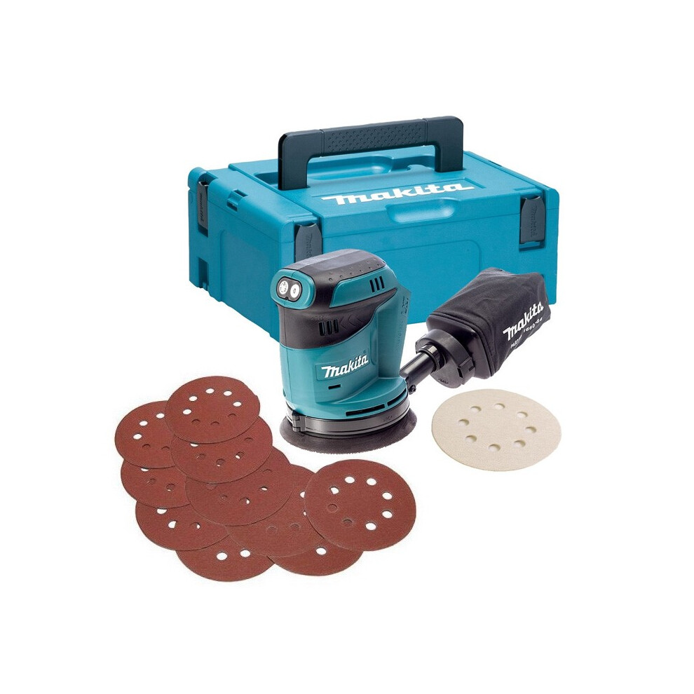 Makita DBO180Z 18v LXT Lithium Ion Random Orbital Sander 125mm + 10 Sheets +Case